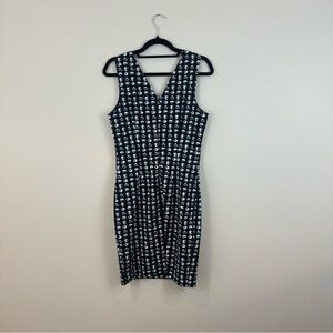 Banana Republic Women’s Dress 10 Blue Green Sheath Sleeveless V Neck Stretch